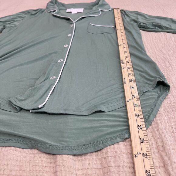 Birdy Grey Bamboo Jonny Long Sleeve Cozy Pajama Shirt Women Sz Small Green EUC - Picture 10 of 13